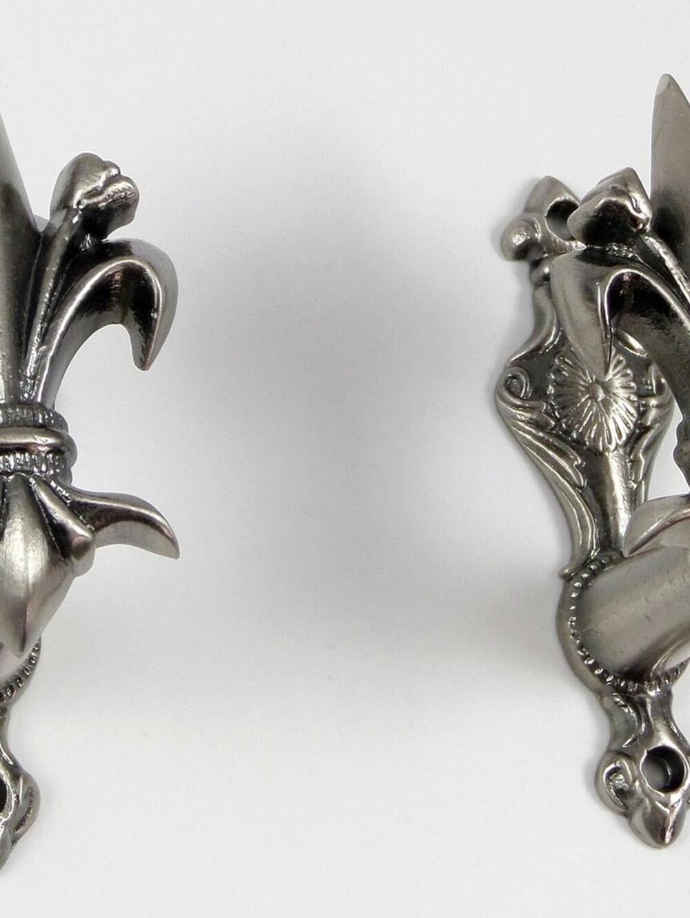 Hanger Set Fleur De Lis Pewter Wall Mount Hooks Sword etc Holder